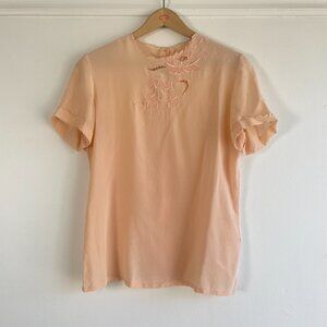 Rare Find / 80s Vintage Hand Embroidered Silk Camisole Size 34 EU